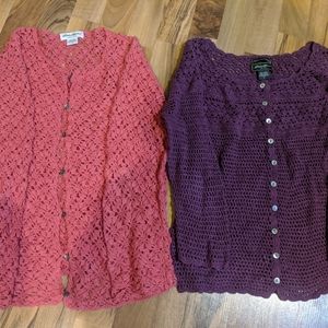 Lot of Eddie Bauer crochet sweaters small and xs